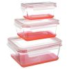 Set of 3 Glass Nesting Food Storage Containers with Lids 2 Cups; 4 Cups; 7.3 Cups