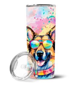 German Shepherd Hippie Dawg Stainless Steel Skinny Tumbler Vacuum Double Walled Reusable Insulated Tumbler Travel Cup for Coffee Cocktails Gift with L