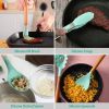 11 piece silicone cooking utensil set with heat-resistant wooden handle silicone spatula spoon egg whiskey kitchen utensil set with bracket black