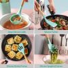11 piece silicone cooking utensil set with heat-resistant wooden handle silicone spatula spoon egg whiskey kitchen utensil set with bracket black