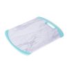 Farberware 11-inch x 14-inch Non Slip Plastic/Poly Cutting Board in Marble Pattern and Aqua Sky Trim